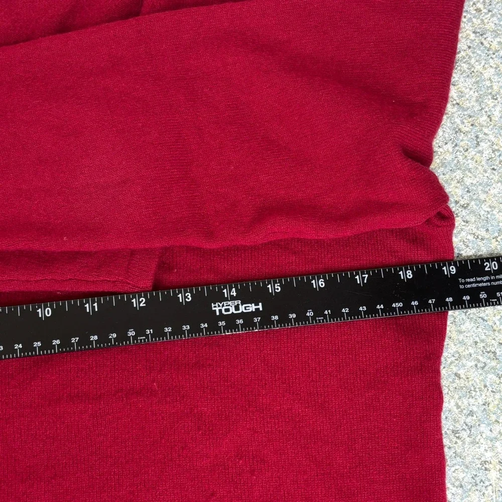 Mainbocher Sweater Womens L Red 100% Cashmere V-Neck Long Sleeve Knit Pullover